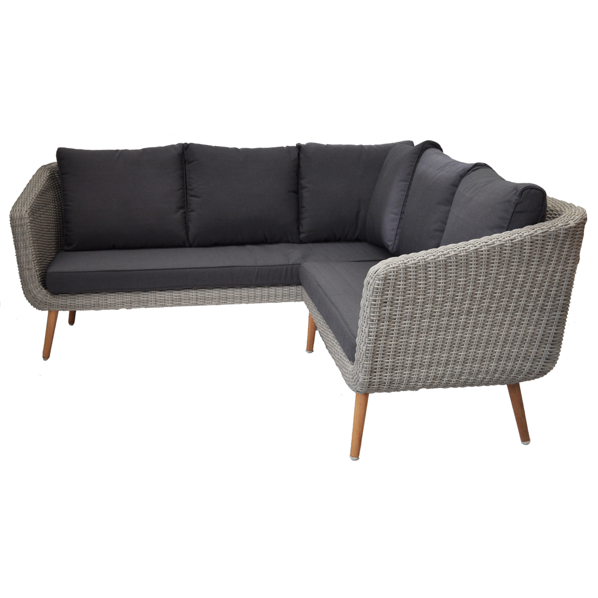 MITCHAM - Fashionable 5 Seater Timber Wicker Corner Lounge Set - TheSpaCo