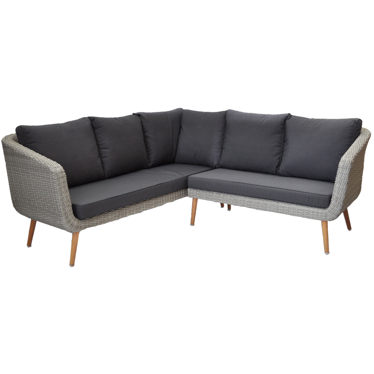 MITCHAM - Fashionable 5 Seater Timber Wicker Corner Lounge Set - TheSpaCo