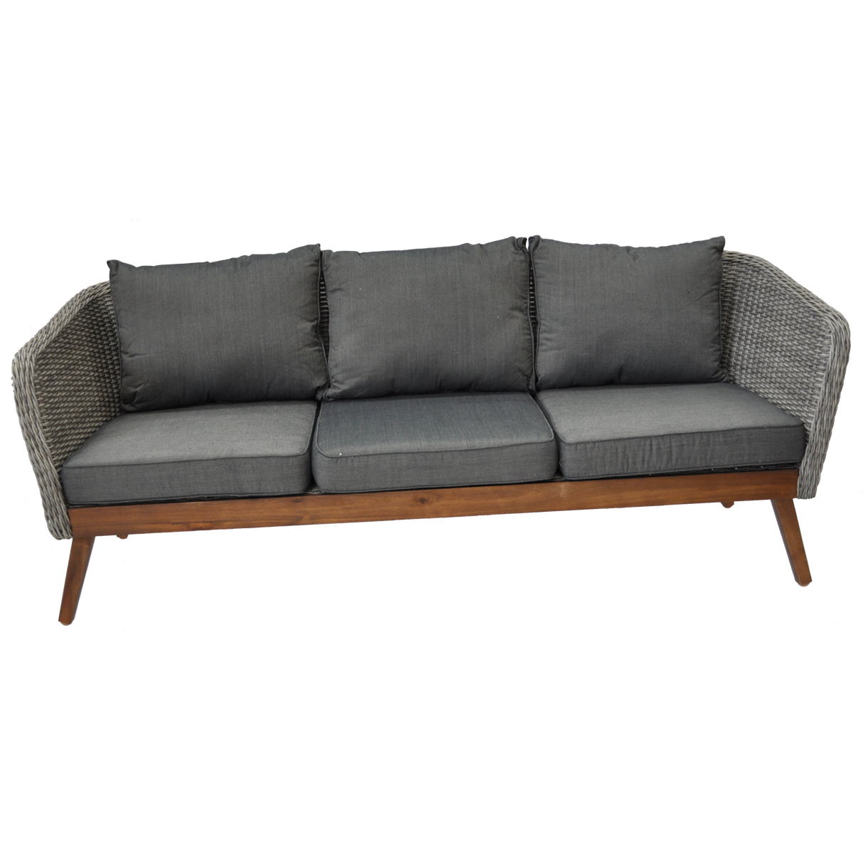 MORNINGTON - 5 Seater Outdoor Timber Table Wicker Lounge Set - TheSpaCo