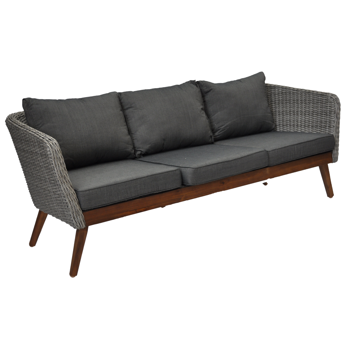 MORNINGTON - 5 Seater Outdoor Timber Table Wicker Lounge Set - TheSpaCo