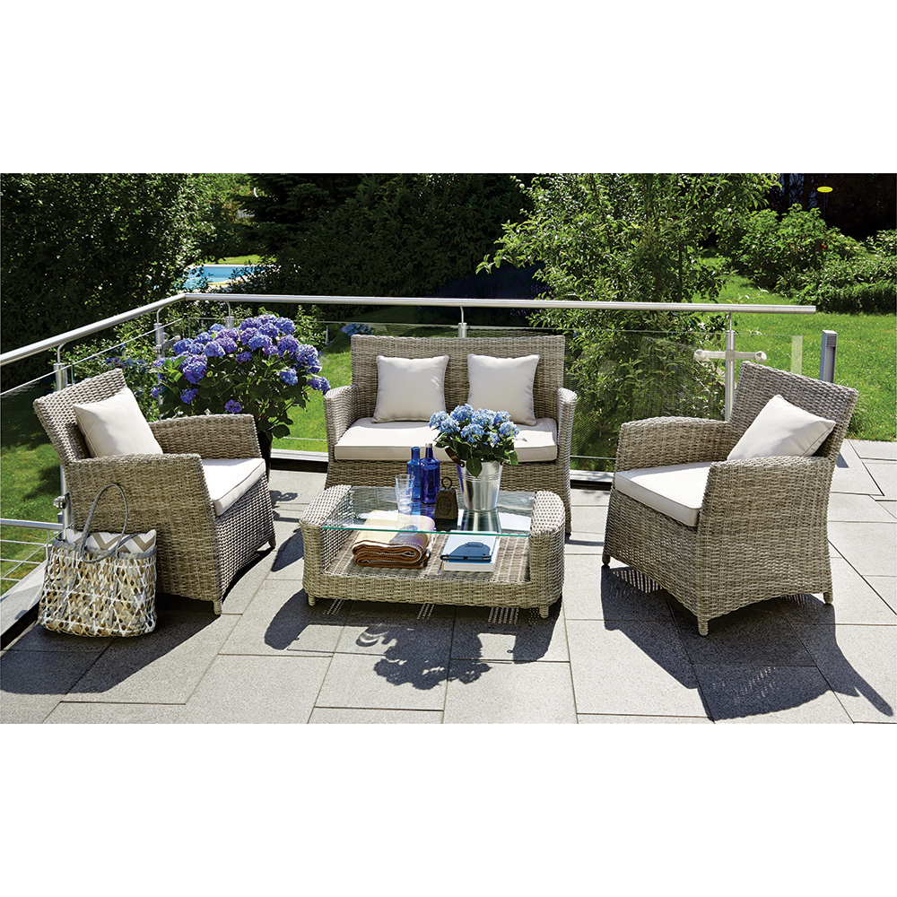 GLEN IRIS - Cozy 4 Seater Balcony Patio Wicker Lounge Set - TheSpaCo