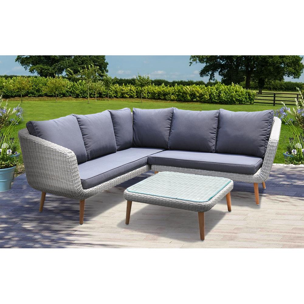 MITCHAM - Fashionable 5 Seater Timber Wicker Corner Lounge Set - TheSpaCo