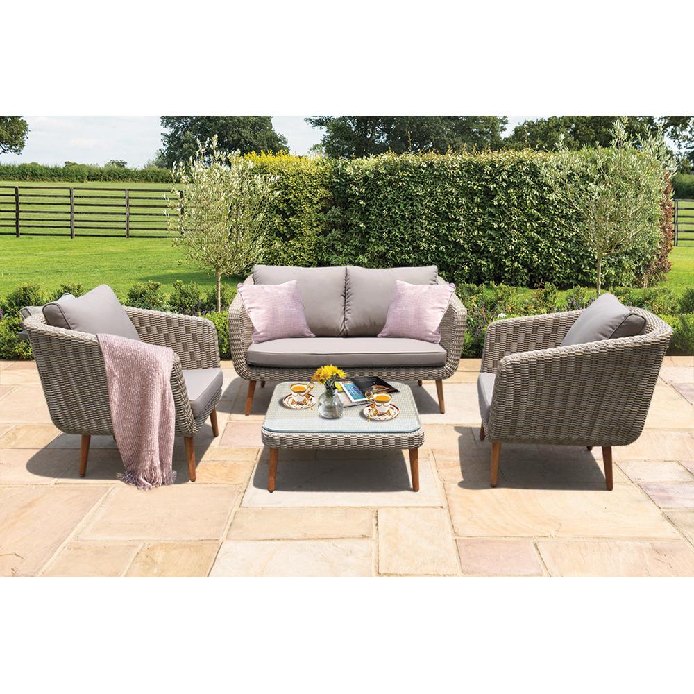 VERMONT - Glamorous 4 Seater Outdoor Timber Wicker Lounge Set - TheSpaCo