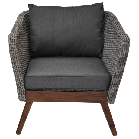 MORNINGTON - 5 Seater Outdoor Timber Table Wicker Lounge Set - TheSpaCo