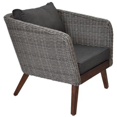 MORNINGTON - 5 Seater Outdoor Timber Table Wicker Lounge Set - TheSpaCo