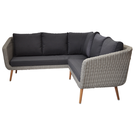MITCHAM - Fashionable 5 Seater Timber Wicker Corner Lounge Set - TheSpaCo