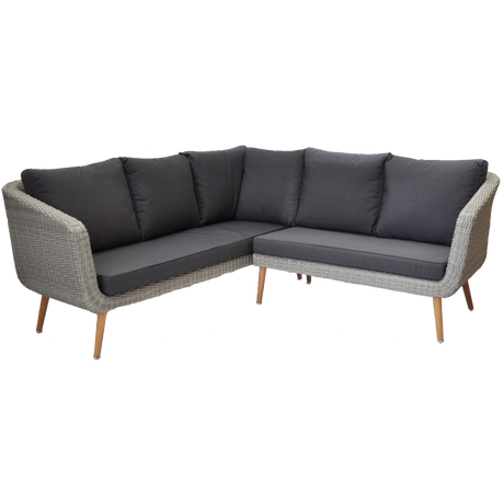 MITCHAM - Fashionable 5 Seater Timber Wicker Corner Lounge Set - TheSpaCo