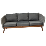 MORNINGTON - 5 Seater Outdoor Timber Table Wicker Lounge Set - TheSpaCo