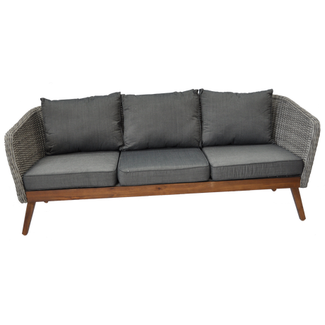 MORNINGTON - 5 Seater Outdoor Timber Table Wicker Lounge Set - TheSpaCo