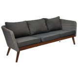 MORNINGTON - 5 Seater Outdoor Timber Table Wicker Lounge Set - TheSpaCo