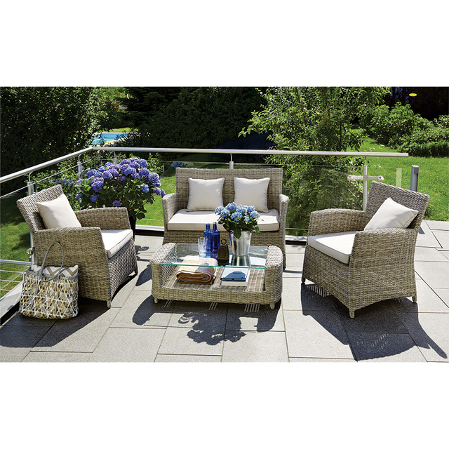 GLEN IRIS - Cozy 4 Seater Balcony Patio Wicker Lounge Set - TheSpaCo