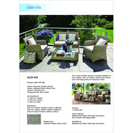 GLEN IRIS - Cozy 4 Seater Balcony Patio Wicker Lounge Set - TheSpaCo