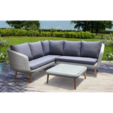 MITCHAM - Fashionable 5 Seater Timber Wicker Corner Lounge Set - TheSpaCo