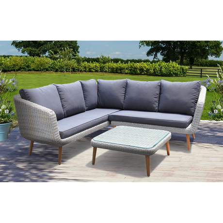 MITCHAM - Fashionable 5 Seater Timber Wicker Corner Lounge Set - TheSpaCo