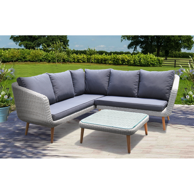 MITCHAM - Fashionable 5 Seater Timber Wicker Corner Lounge Set - TheSpaCo