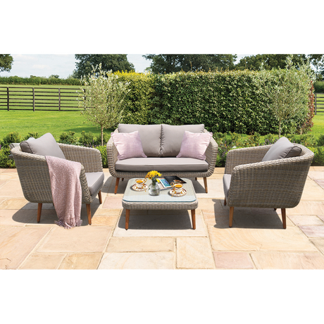VERMONT - Glamorous 4 Seater Outdoor Timber Wicker Lounge Set - TheSpaCo